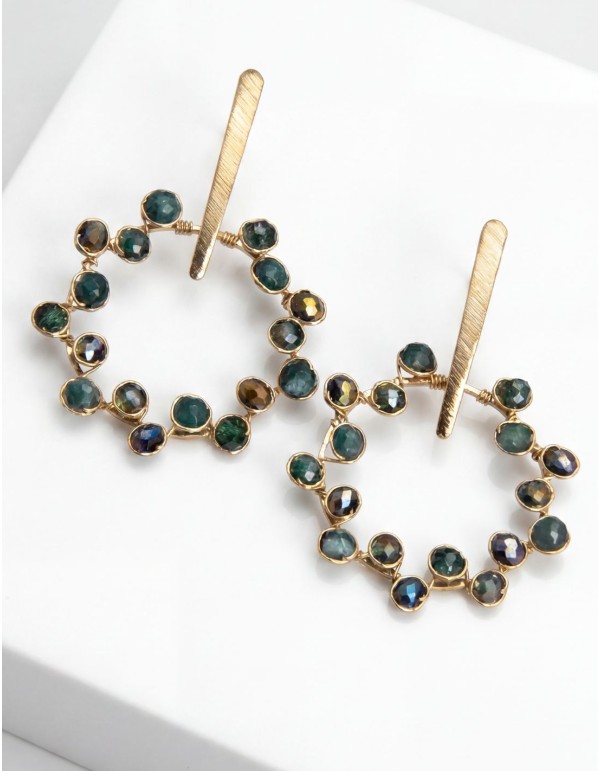 Pendientes dorados con piedras semipreciosas verdes