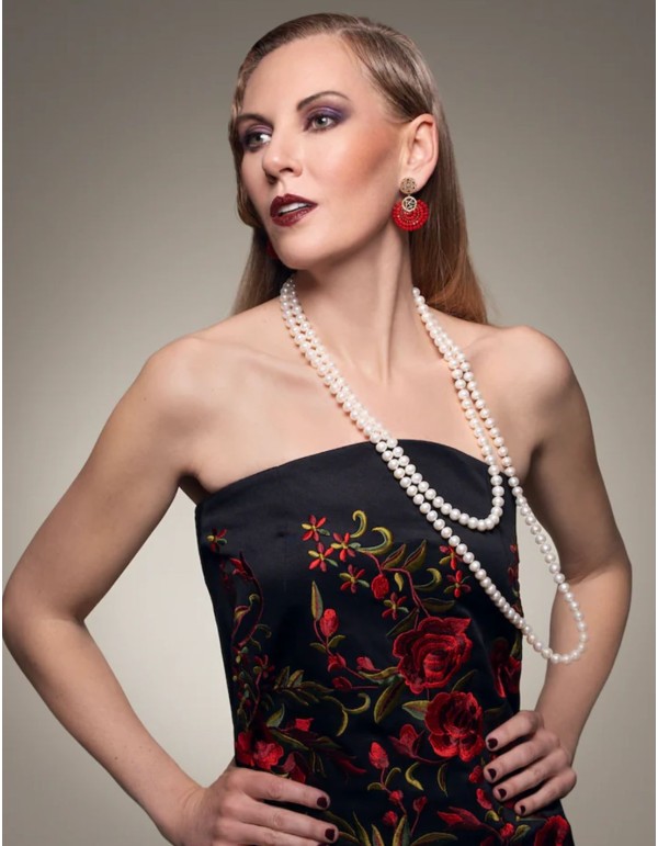 Boucles d'oreilles dorées faites à la main avec double...