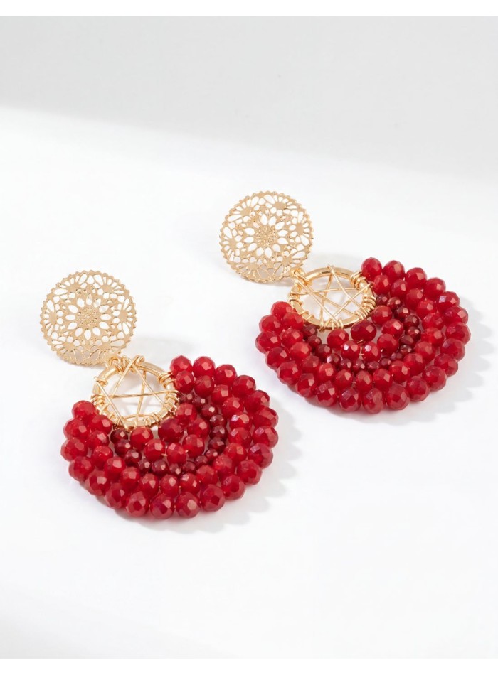 Boucles d'oreilles dorées faites à la main avec...