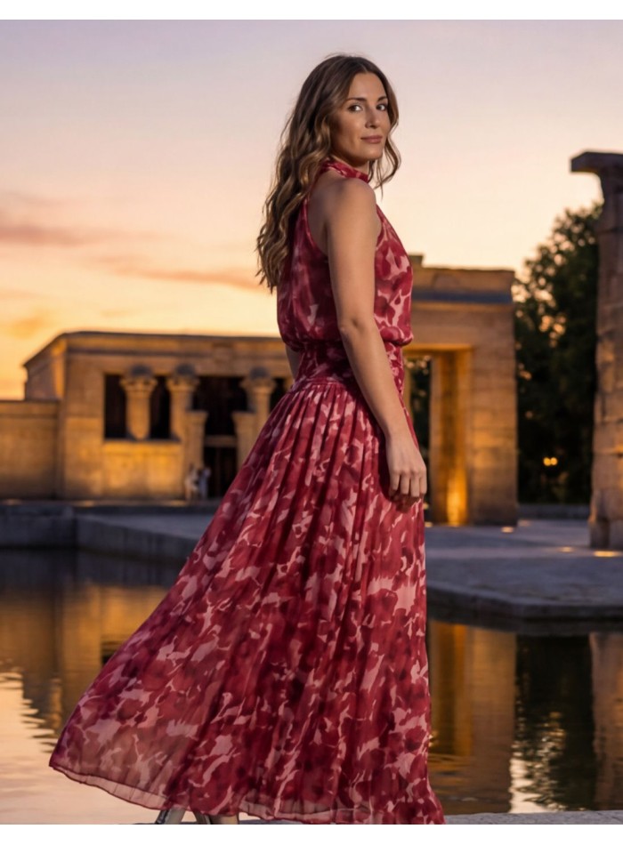 Ensemble imprimé dans les tons rouges et roses...