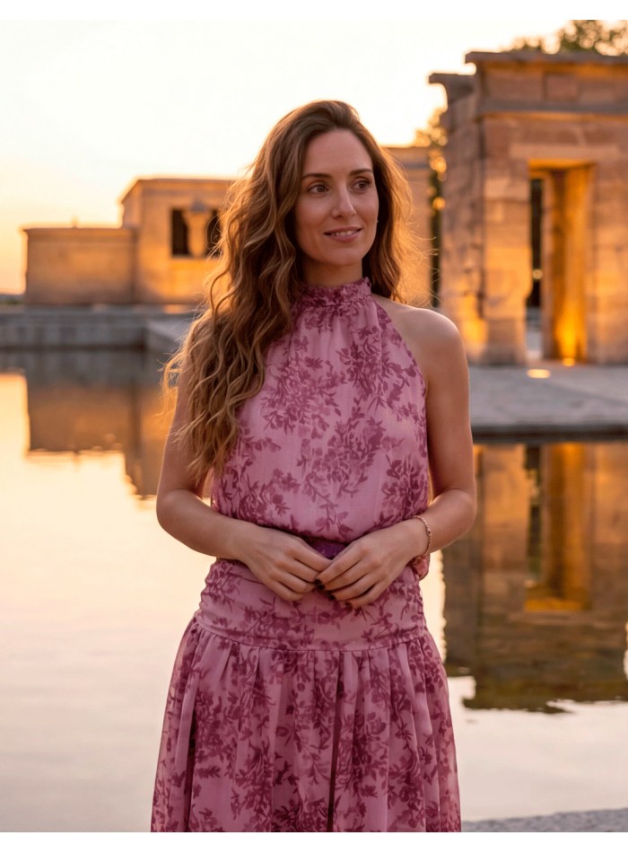 Tenue d'invitée avec dos nu et jupe longue...