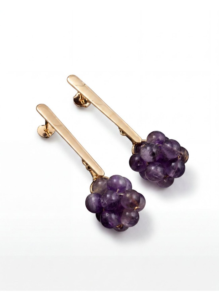 Long gold plated stainless steel earrings with...