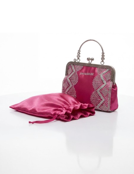 Sac magenta avec dentelle au fuseau faite à la main et design élégant