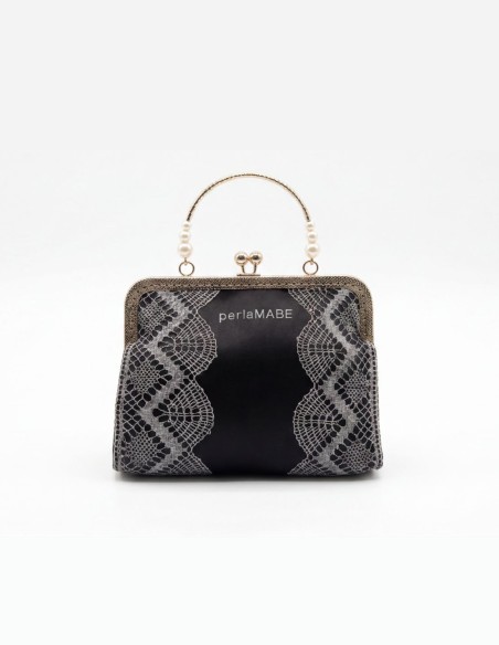Sac noir avec dentelle au fuseau faite à la main et design élégant