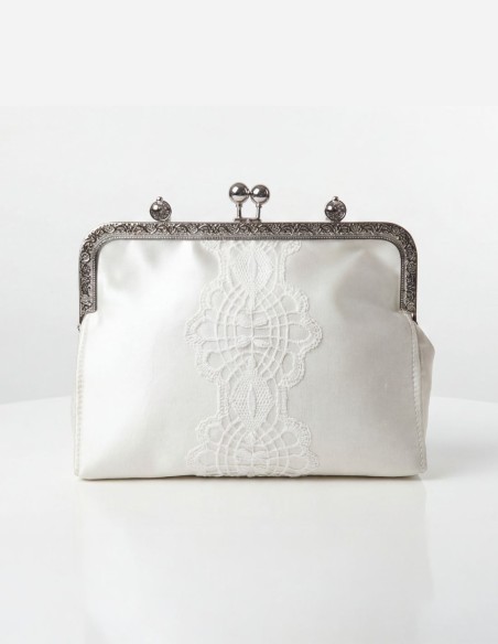 Sac à main de mariage en dentelle au fuseau blanche faite à la main