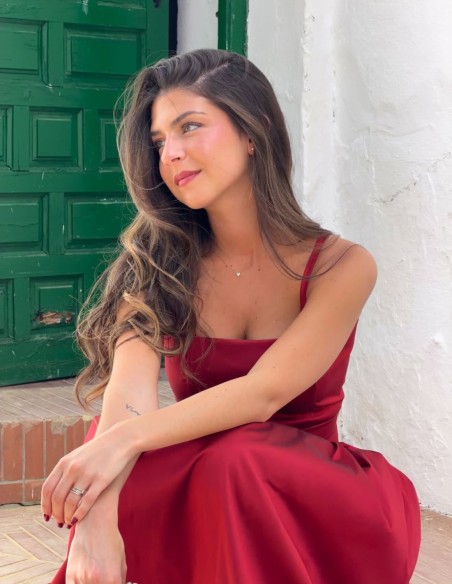 Haut et jupe en taffetas rouge - Ane Ibañez