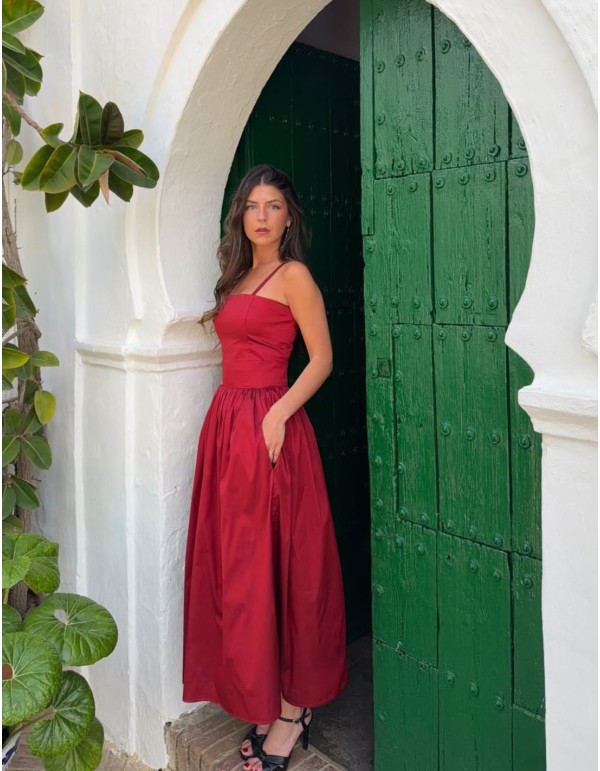 Haut et jupe en taffetas rouge - Ane Ibañez 2