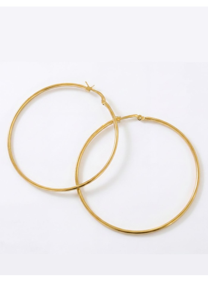 Large light golden hoop earrings