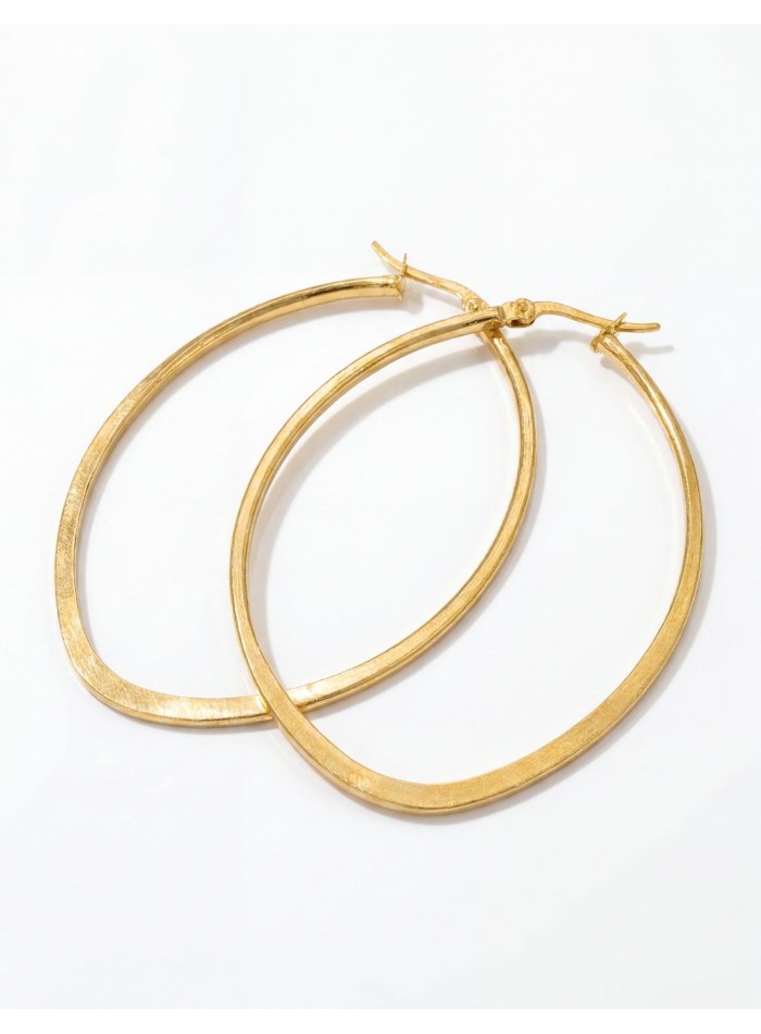 Gold plated oval hoop earrings