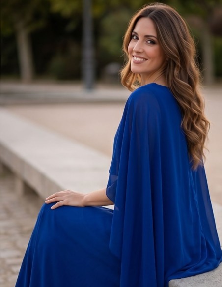 Klein blue chiffon guest cape