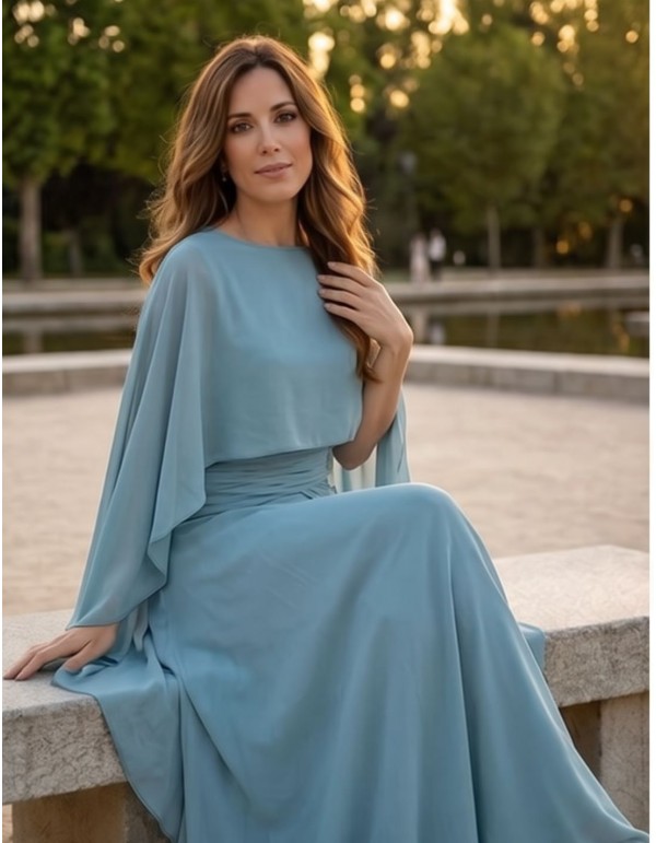 Capa de gasa turquesa empolvado para invitada 2