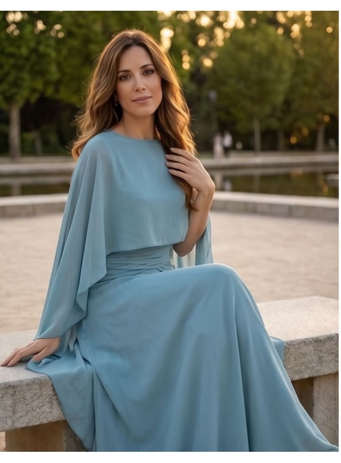 Capa de gasa turquesa empolvado para invitada