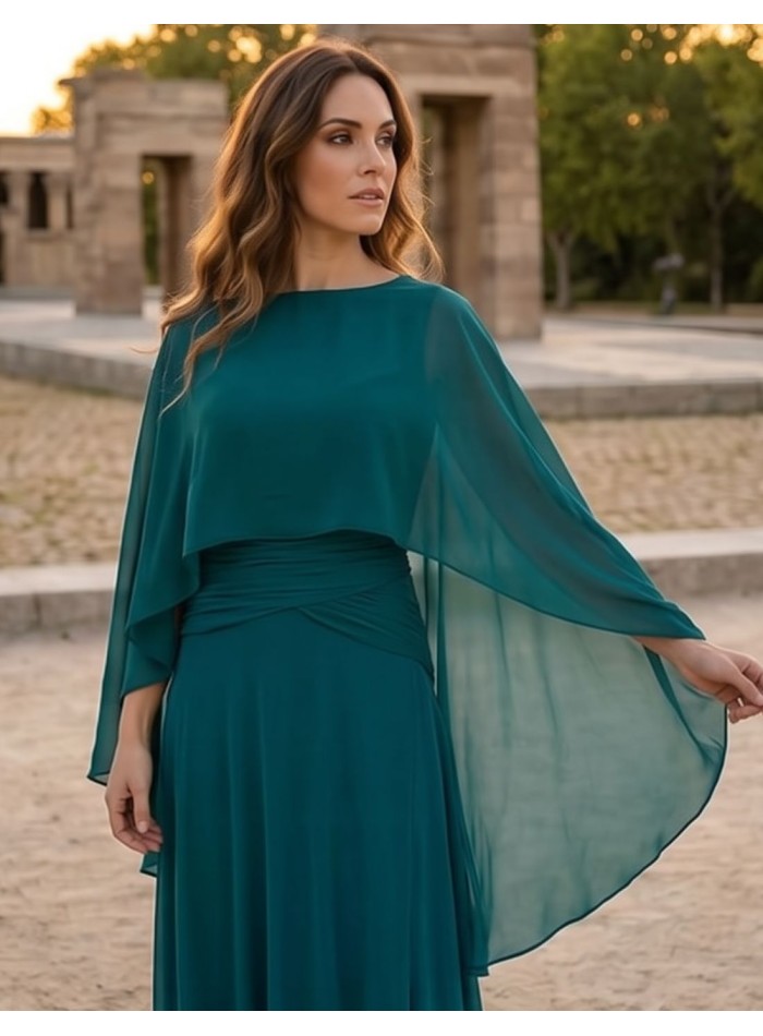 Petrol green chiffon guest cape