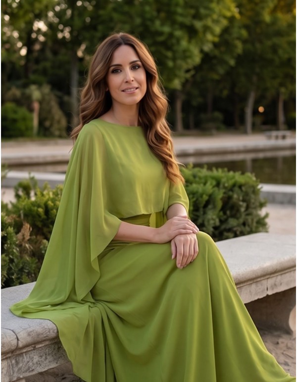 Capa de gasa verde oliva para invitada 2