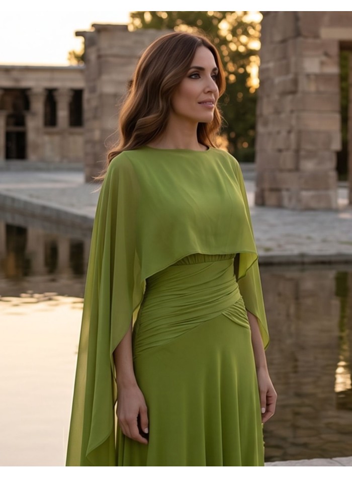 Olive green chiffon guest cape
