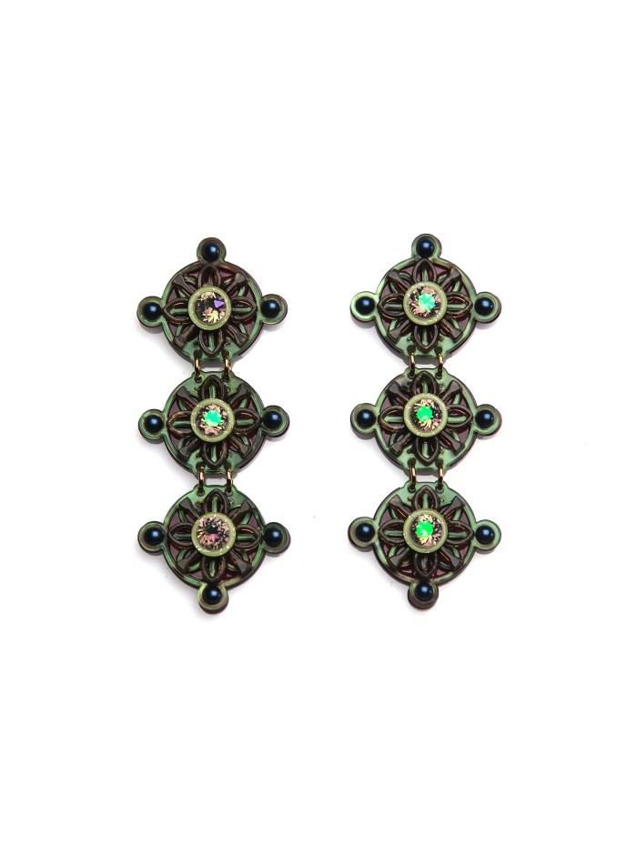 Long earrings with crystal pearls with...