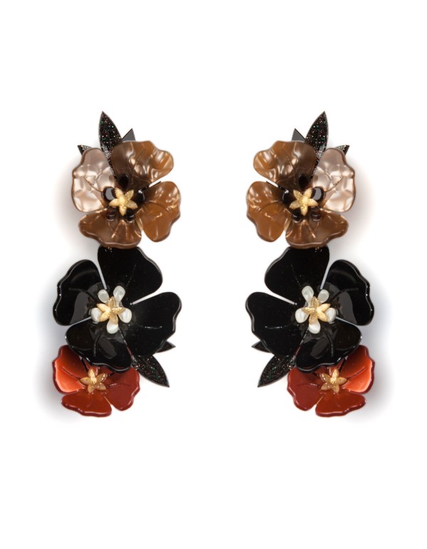 Pendientes largos de flores multicolor 2