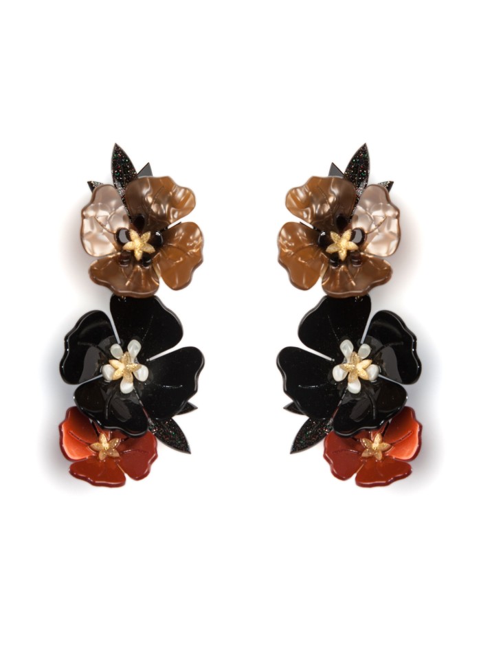 Pendientes largos de flores multicolor