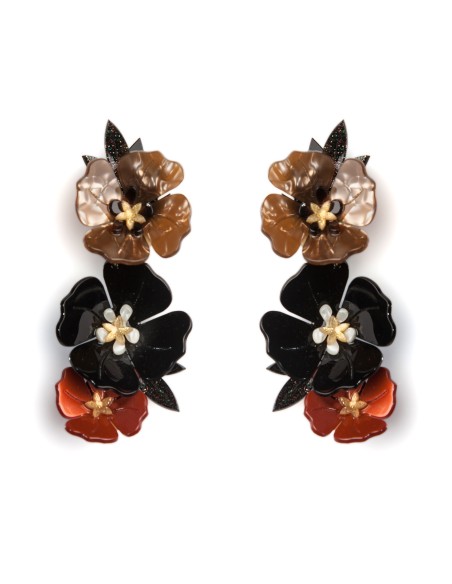 Pendientes largos de flores multicolor para invitada