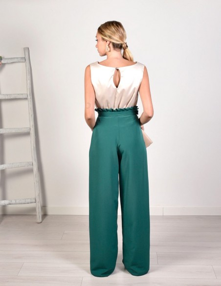 Long palazzo pants with pleated waist for events
