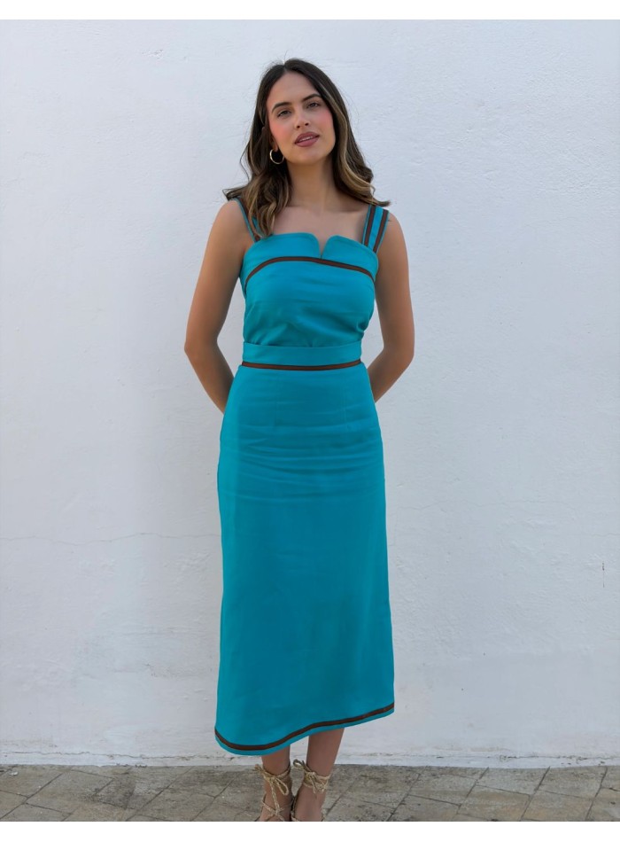 Ensemble deux pièces turquoise avec bandes...