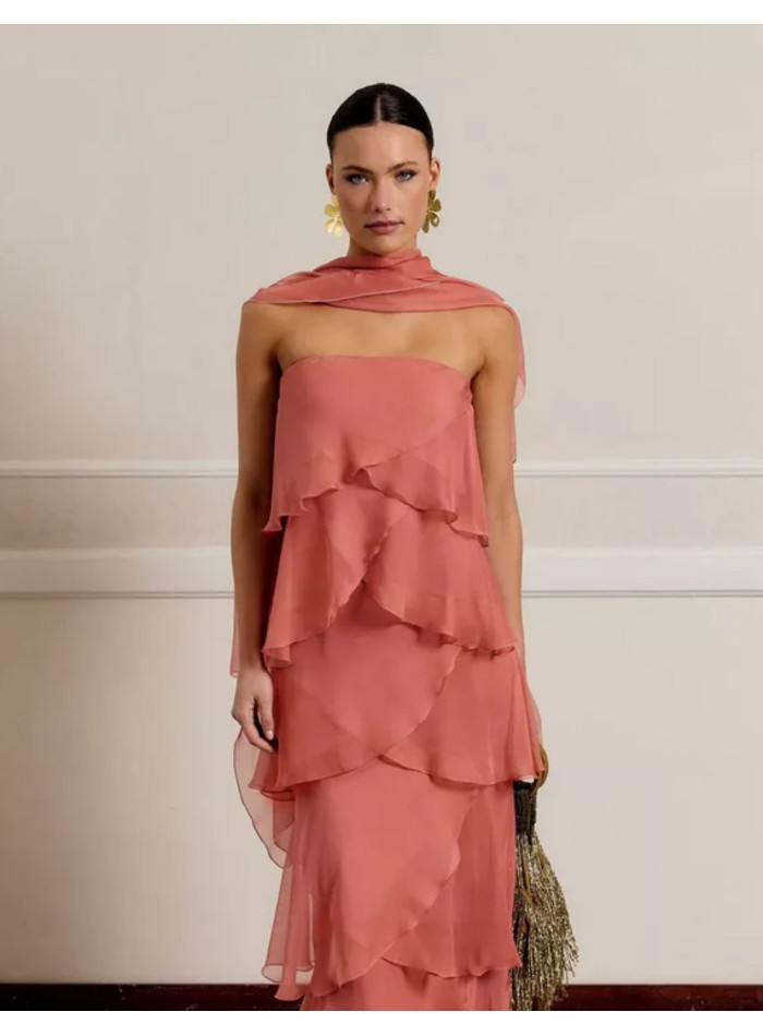 Pink chiffon guest shawl
