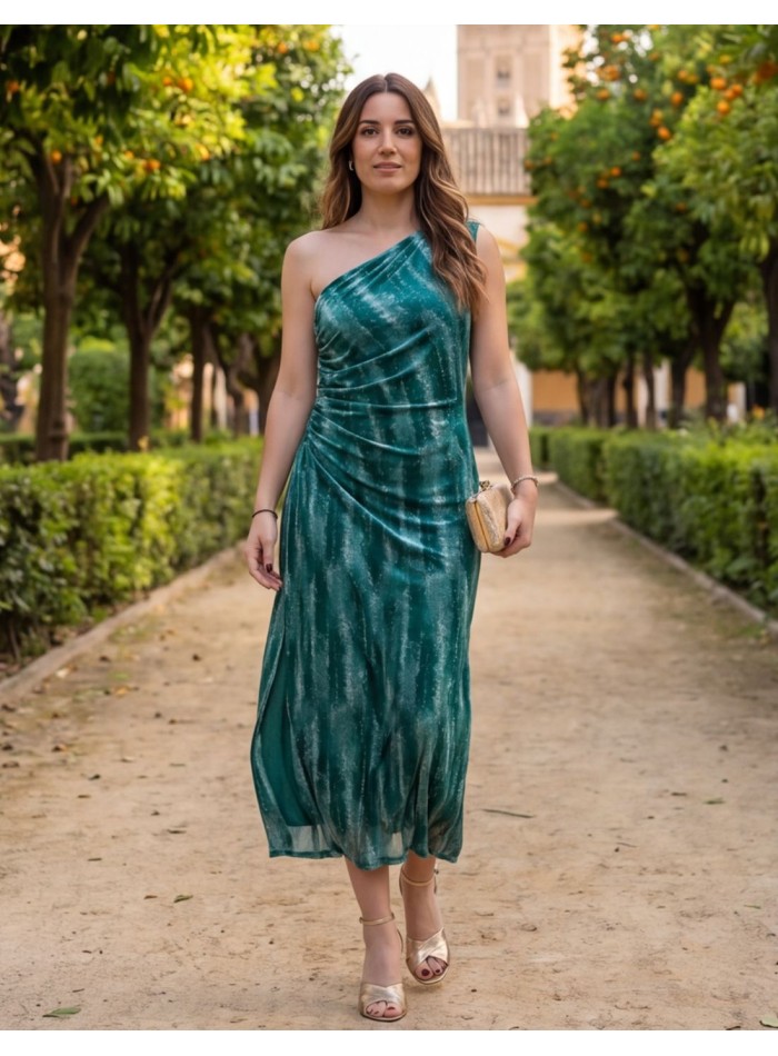 Robe midi asymétrique imprimée dans les tons...
