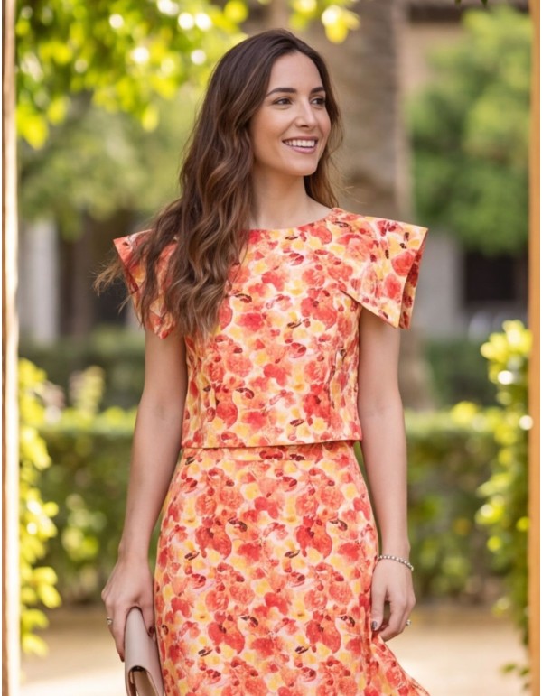 Ensemble deux pièces avec imprimé floral dans les tons... 2