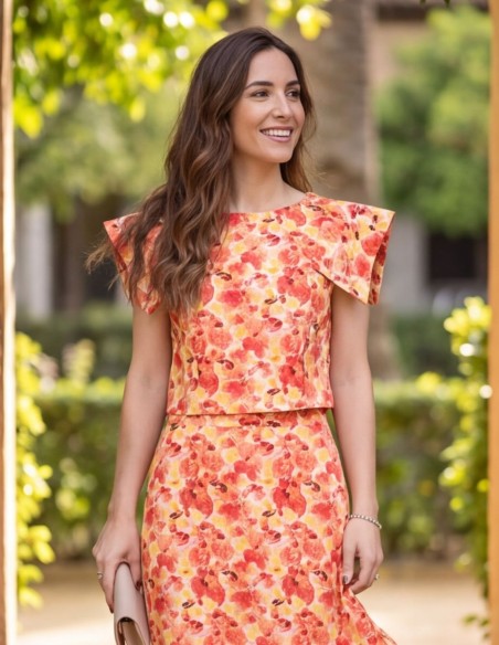 Conjunto de dos piezas con estampado para invitada