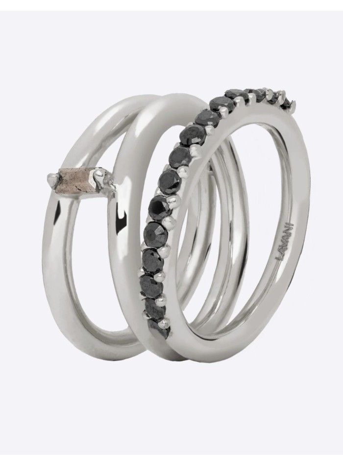 Anillo de plata con piedras negras semipreciosas