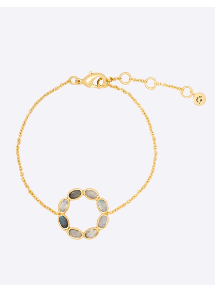 Golden bracelet with circle with stones