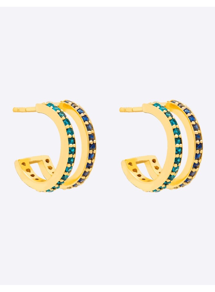 Boucles d'oreilles doubles avec pierres en...
