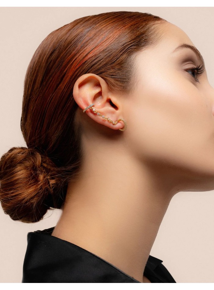 Manchette d'oreille avec chaîne et zircon pour...