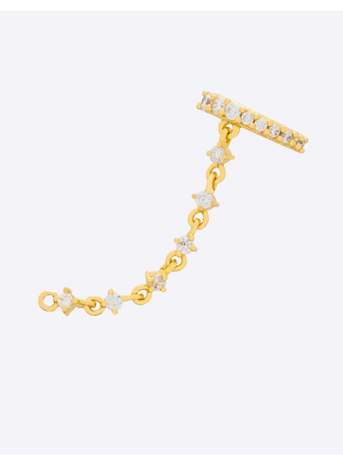 Ear cuff con cadena y circonitas para pendientes