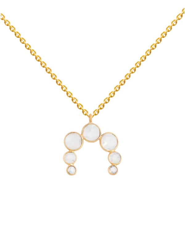 Half moon shaped necklace with rounded stones