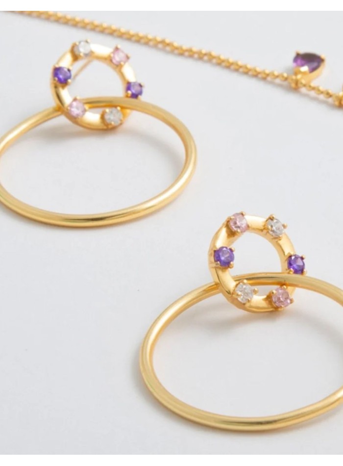 Interlocking hoop style earrings with mini...