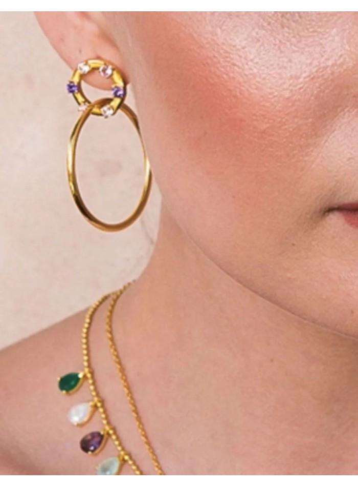 Pendientes estilo aros entrelazados con mini...