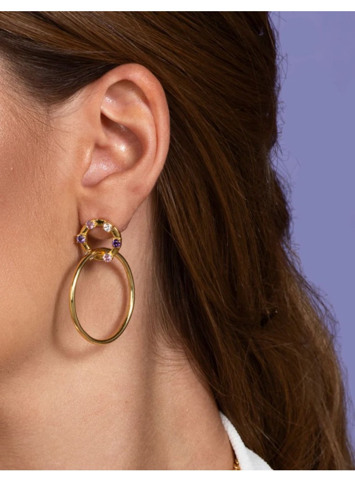 Boucles d'oreilles de style cerceau avec mini...