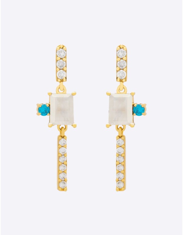 Pendientes largos con piedras naturales y circonitas 2