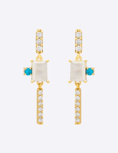 Pendientes largos con piedras naturales y circonitas