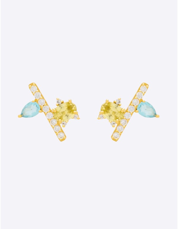 Boucles d'oreilles boutons minimalistes avec pierres... 2