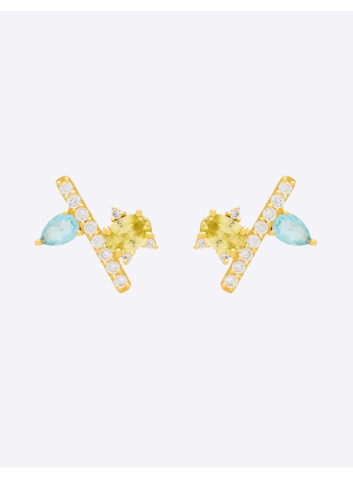 Minimalist button earrings with natural stones...