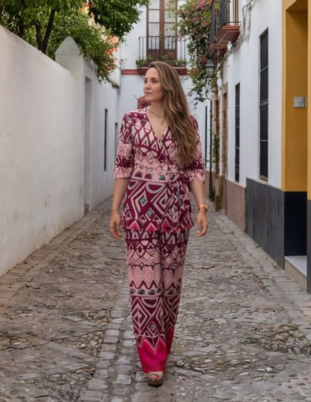 Printed jacket and pants guest ensemble