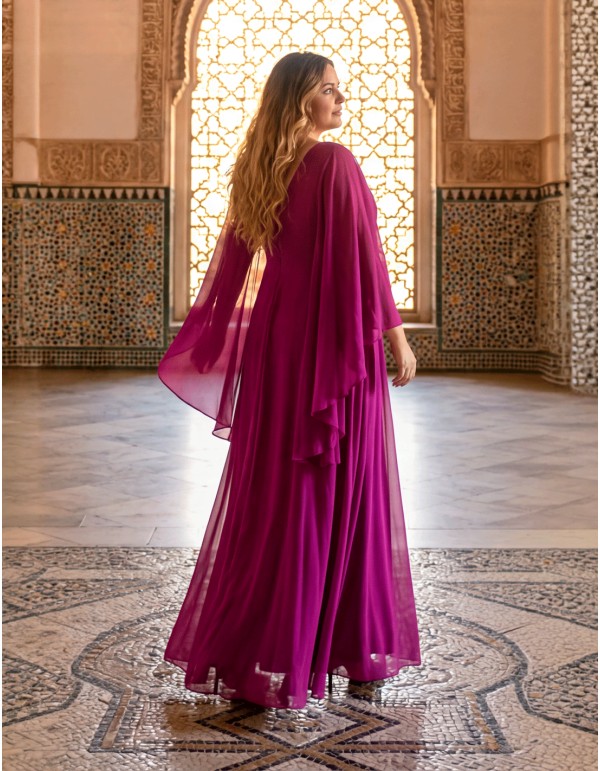 Bougainvillea plus size long dress with cape sleeves 2