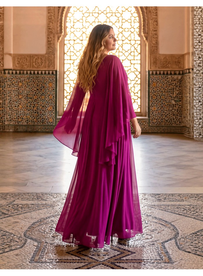 Bougainvillea plus size long dress with cape...