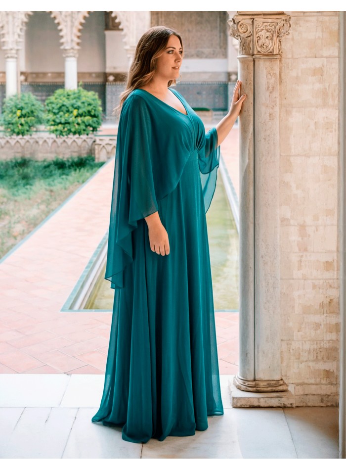 Vestido largo azul petróleo de talla grande con...