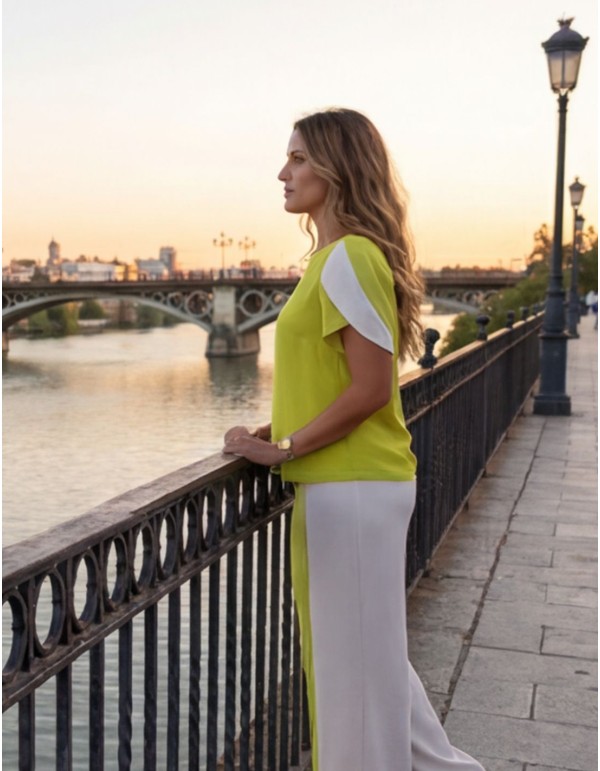 Ensemble deux pièces blanc et citron vert pour les invités 2