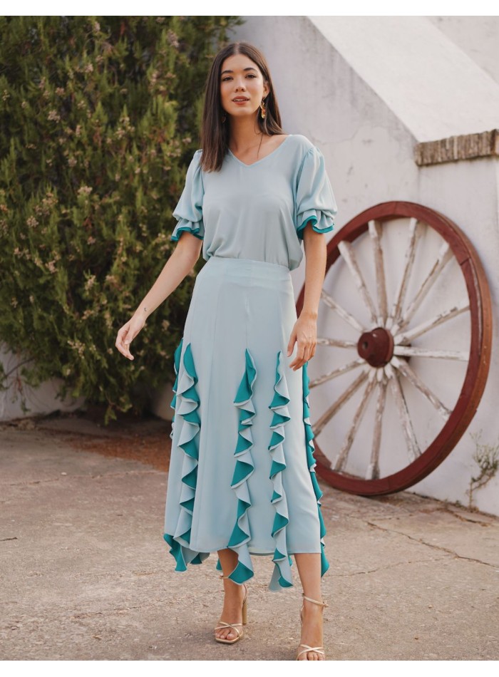 Conjunto para invitada con top y falda midi de...