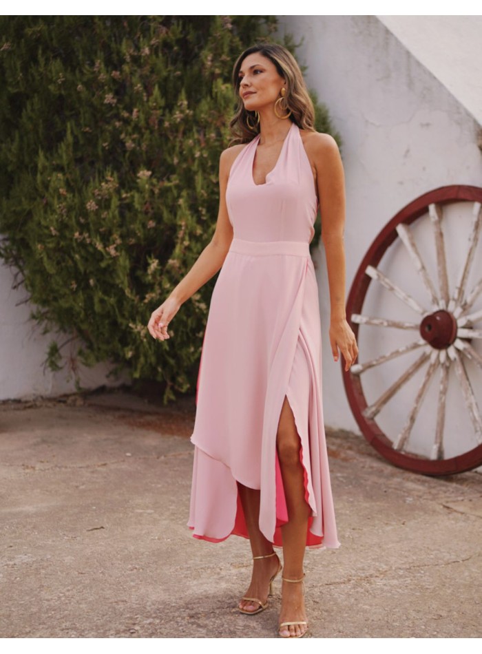 Guest ensemble with open back top and midi skirt
