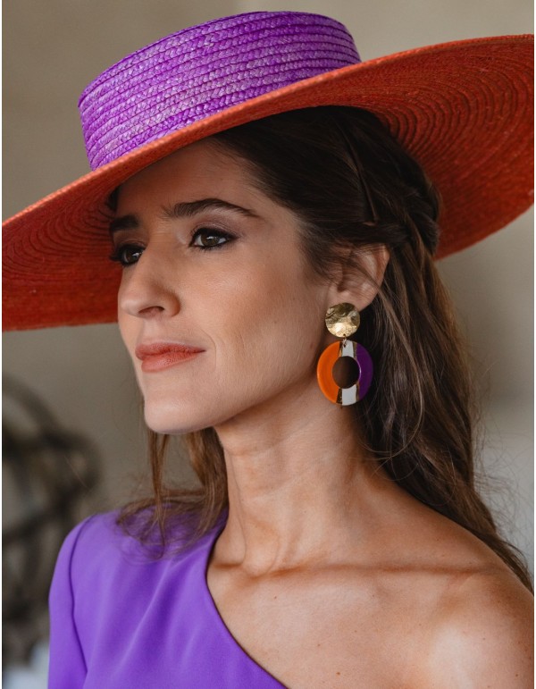 Boucles d'oreilles en plaqué or avec motif géométrique et...